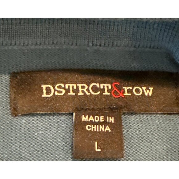Dstrct&row Men's Striped Long Sleeve Polo Shirt Blue White Size L NWT - Picture 6 of 7